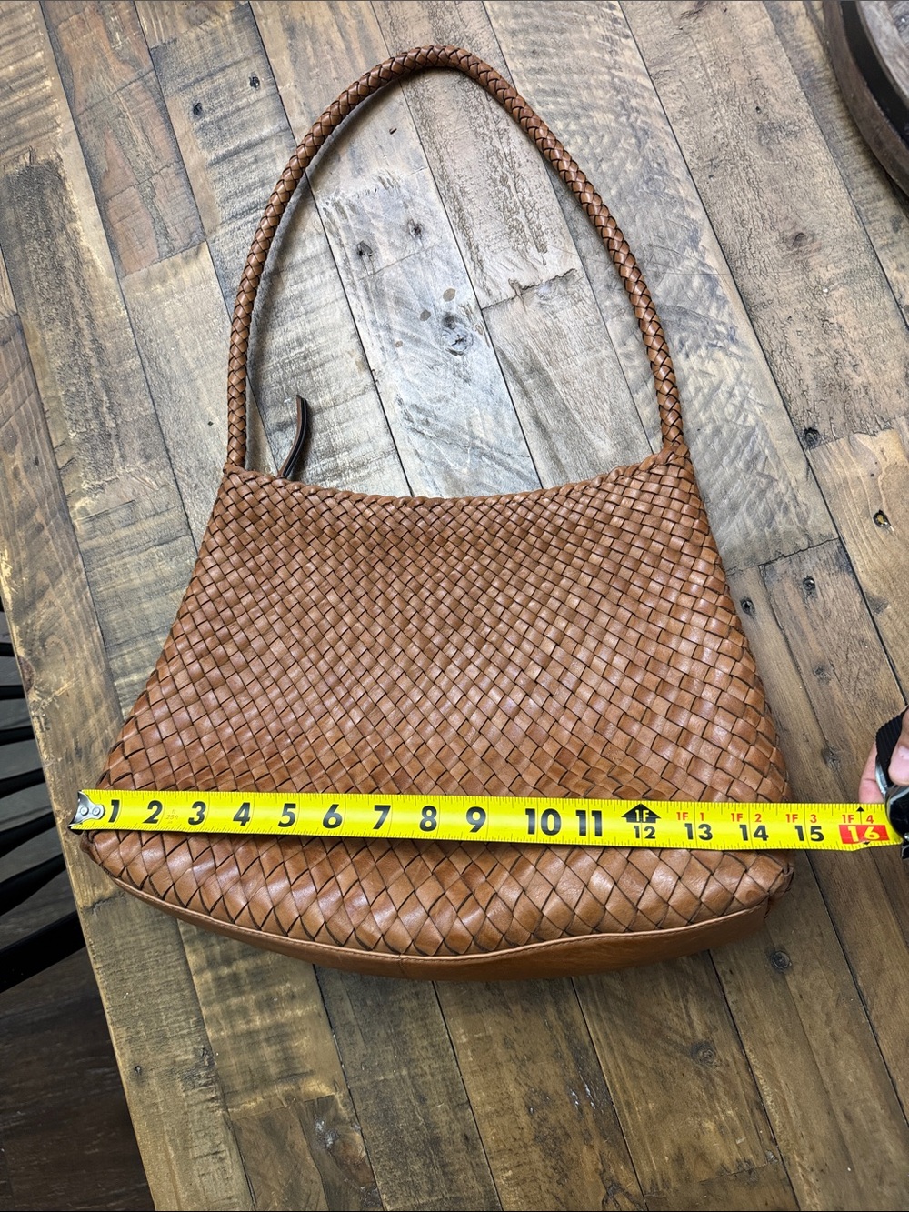 Woven Leather Shoulder Bag in Brown - Picture 6 of 9